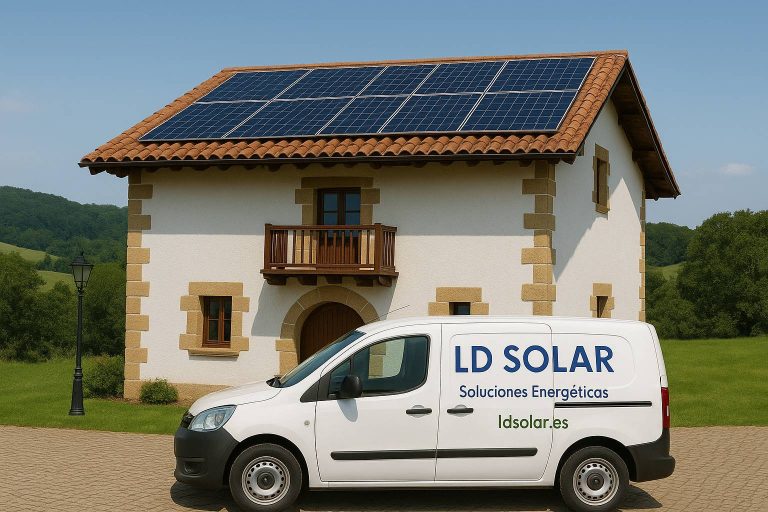 caserío con placas solares Euskadi